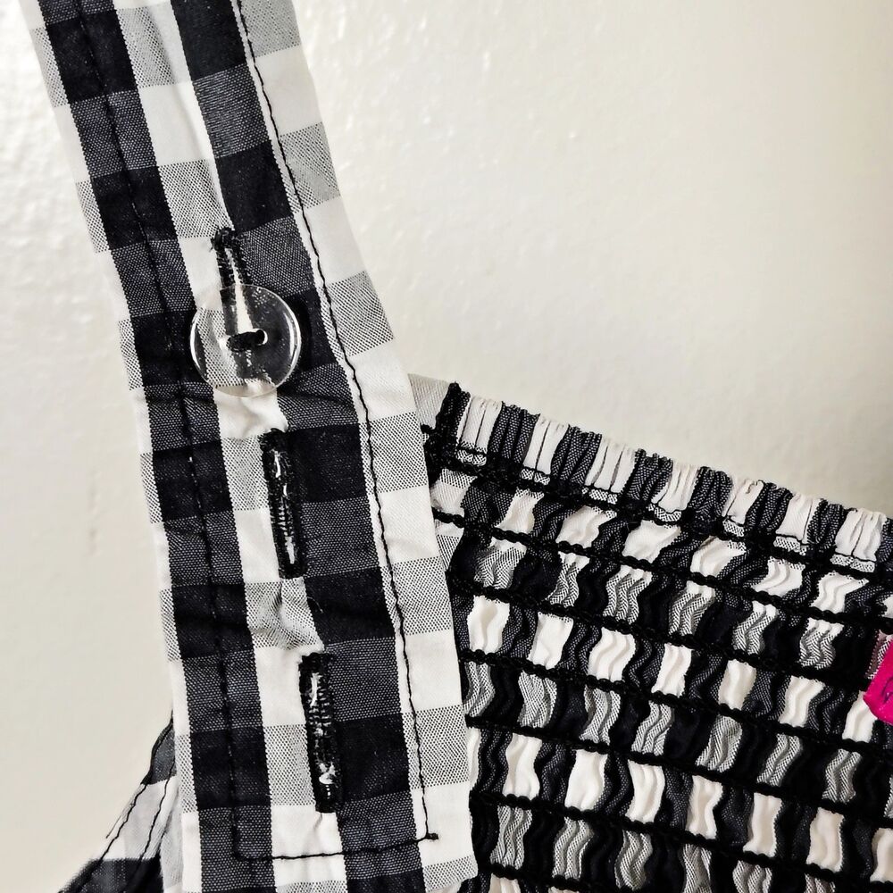 Ava Black White Gingham Sleeveless Dress Pockets Side zip 25 in Length - Picture 8 of 11